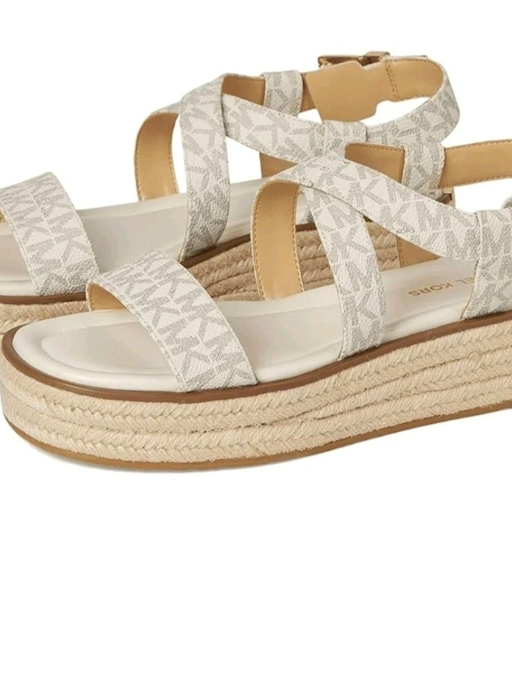 Michael Kors Cream Logo Espadrille Platform Sandals